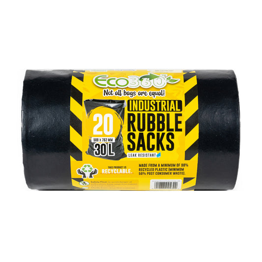 Ecobag 20 x Eco Bag INDUSTRIAL RUBBLE SACKS 30litre Black