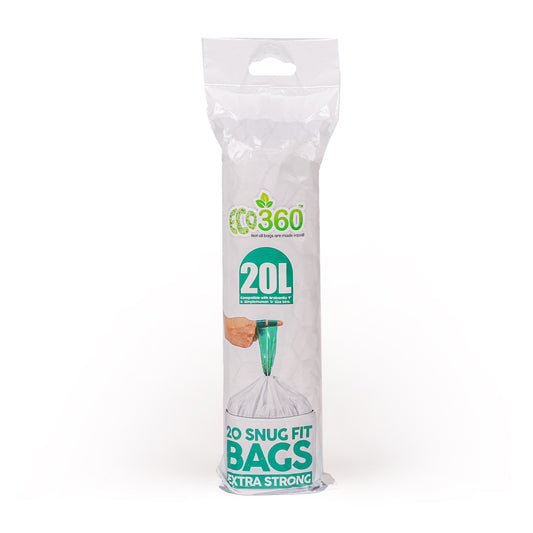 Eco360 Extra Strong Kitchen Drawstring Bin Liners 20L (20 Bags)