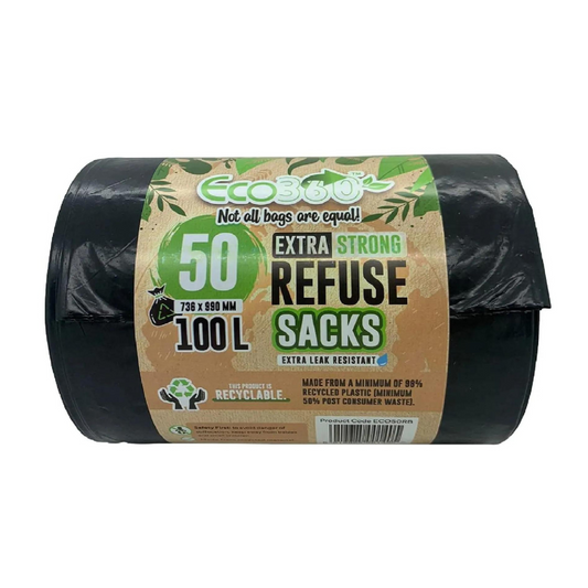 50 HEAVY DUTY SUPER STRONG REFUSE SACKS 100Litre